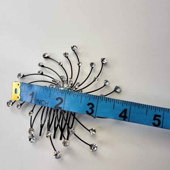 Bride Wedding Hair Pins Black Crystal Hairpins Bridal Hair Accessories Jewelry - Picture 9 of 11